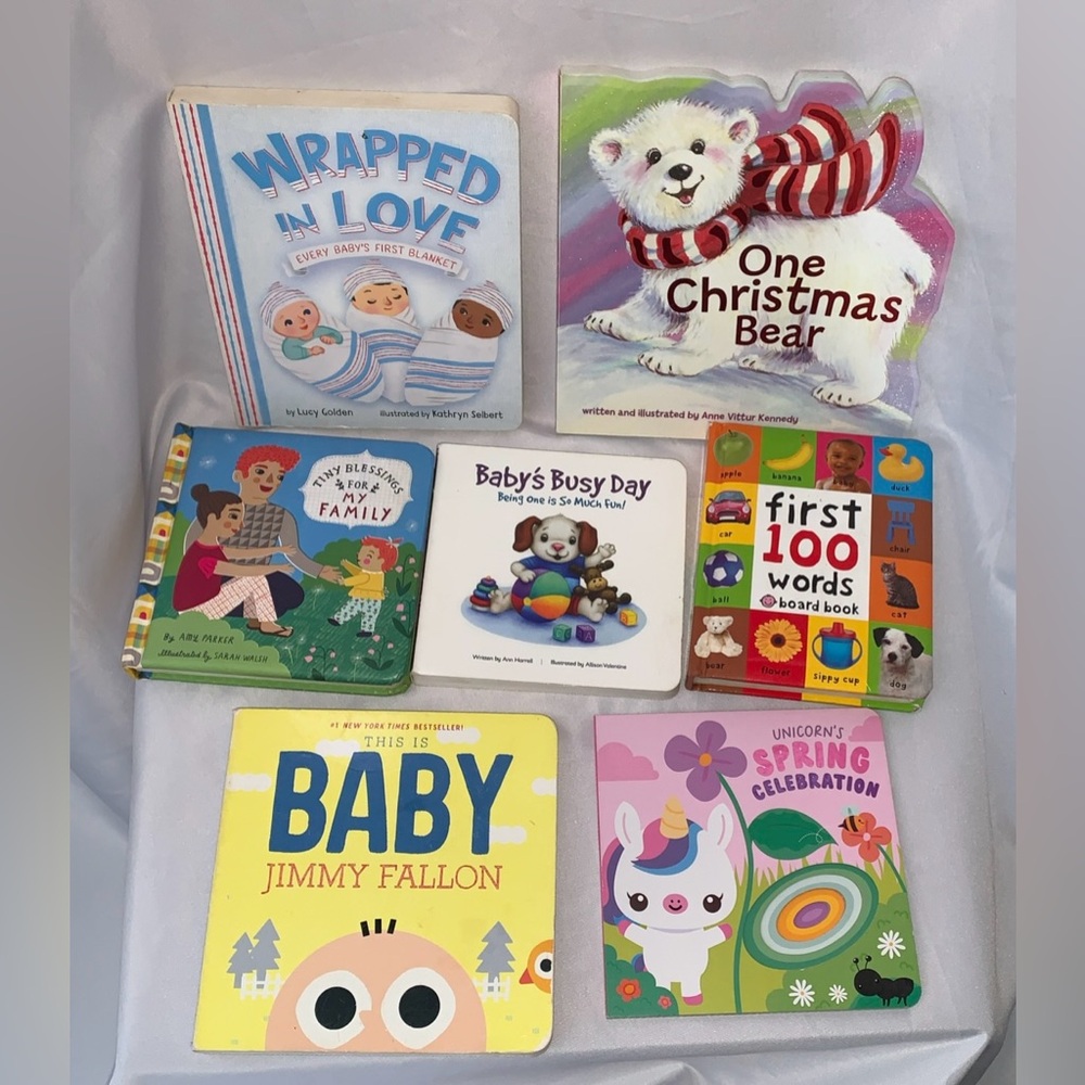7 Toddler Kids Learning Board Books Interactive Illustrated